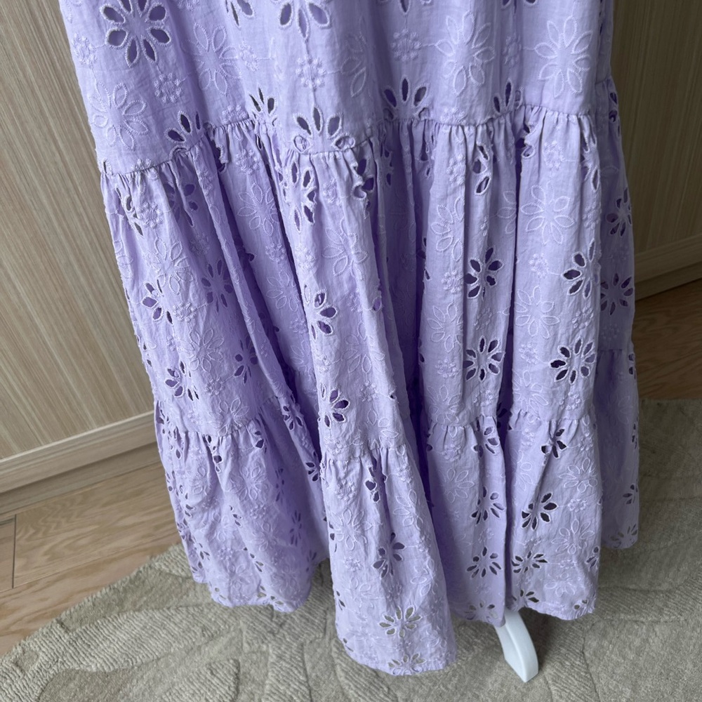 Ann Taylor Lilac Eyelet Midi Dress - Picture 4 of 8